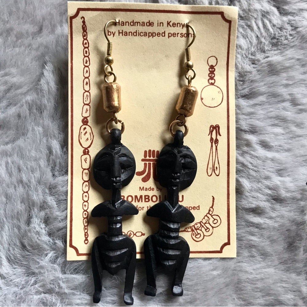 Handmade Ebony gold plated earrings made in Kenya